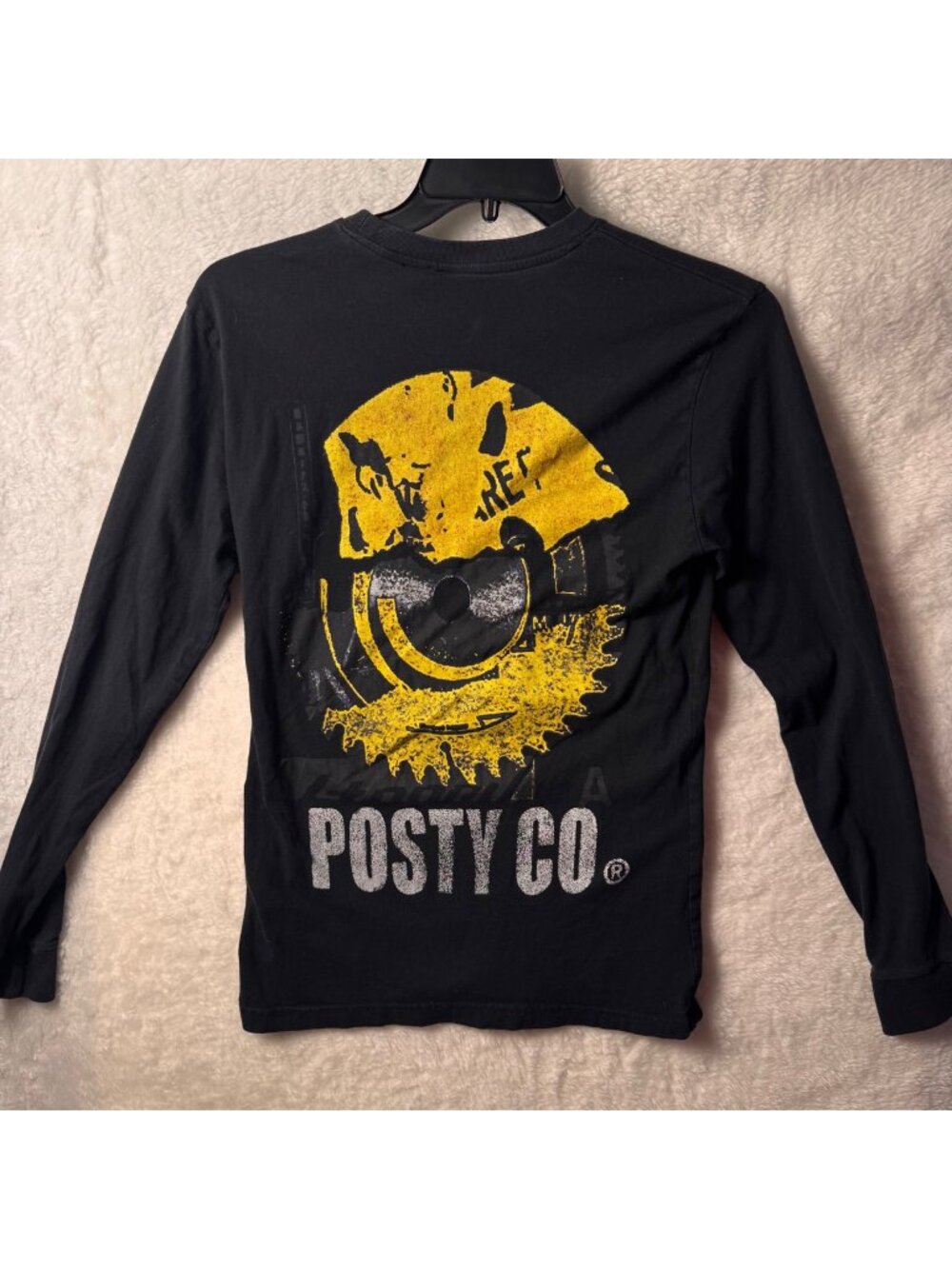 H&M Posty Co Long Sleeve T-Shirt XS Black Graphic Crewneck Cotton